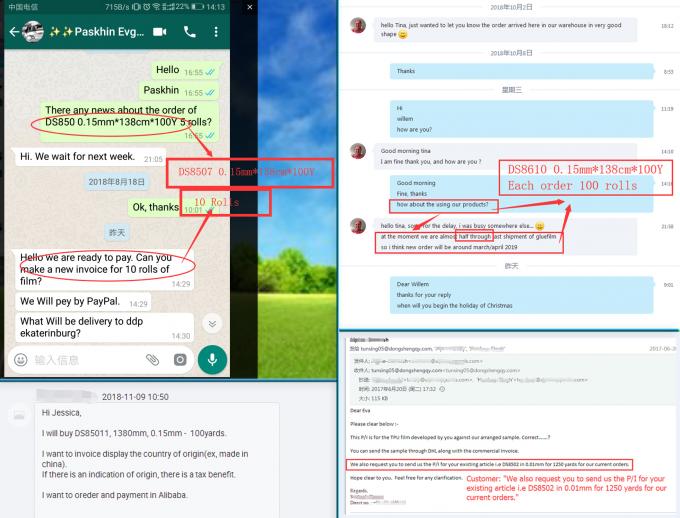 100 Yards / Roll TPU Film à fusion à chaud 0,08 mm Épaisseur 138 cm Largeur Film adhésif à fusion à chaud 3